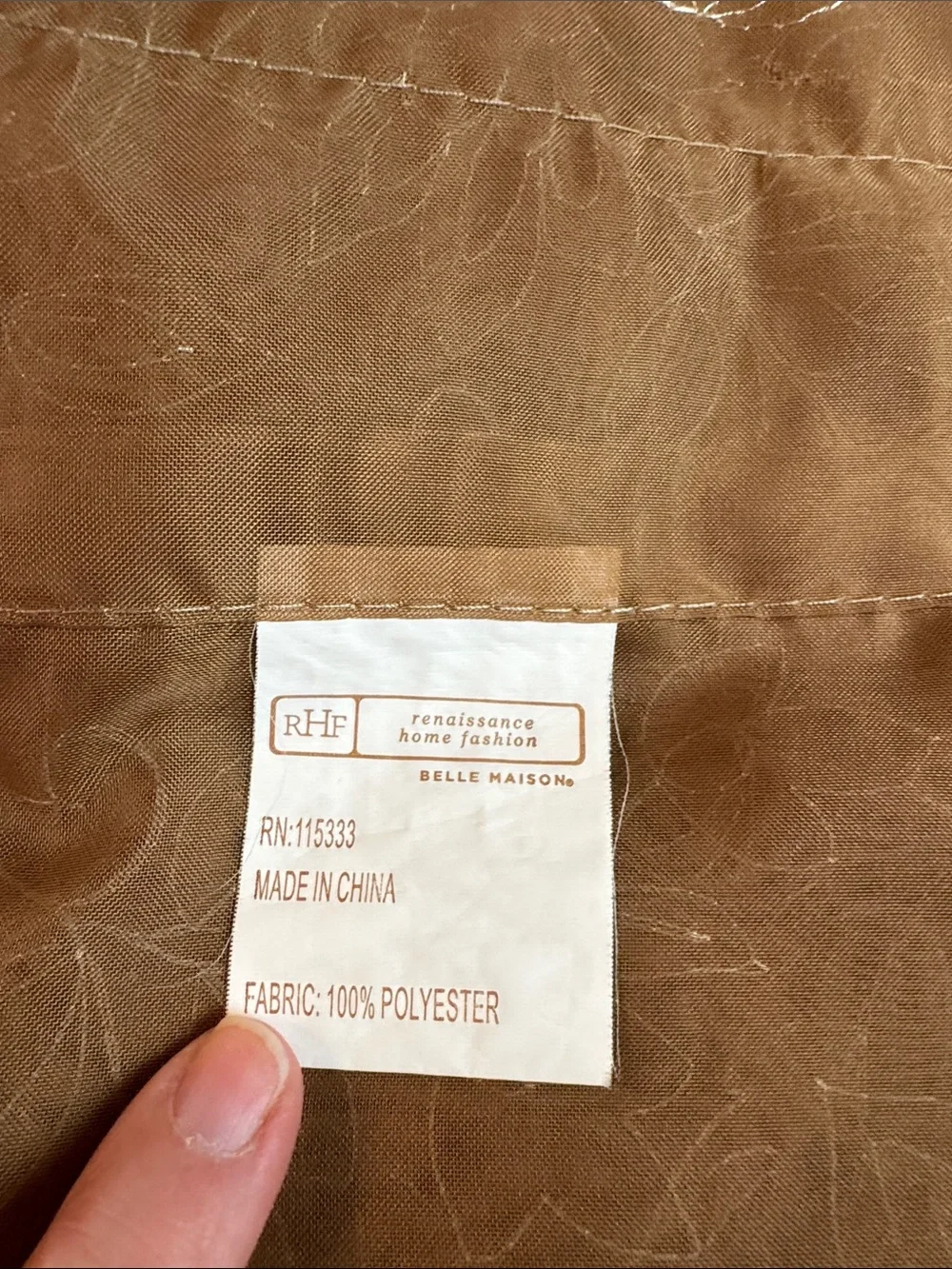 Embroidered Scallop Hem Brown Sheer Overlay Valence pair